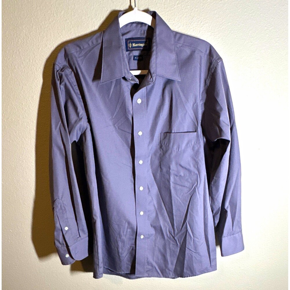 Barrington Men’s Dress Shirt 16 32/33 Gray Solid Cotton Long Sleeve Pockets
